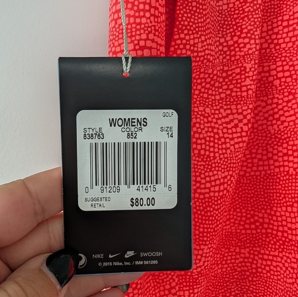 NWT Nike Golf Women's Size 14, Printed Coral Golf Shorts, Dri-Fit - Picture 4 of 7